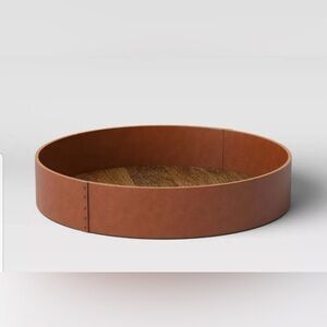 Studio Mcgee x Threshold 14” Decorative Leather Round Tray